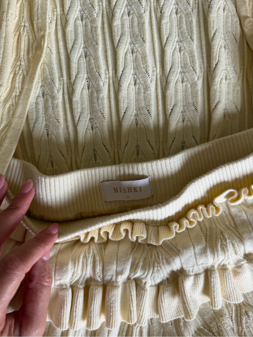 Meshki Cream Ruffled Cable Knit Sweater Set - Picture 3 of 4